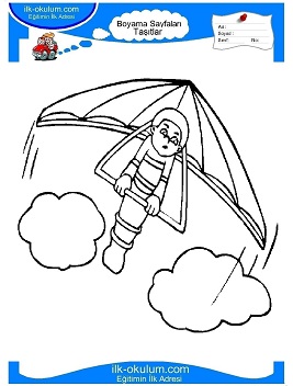 Çocuklar İçin Paraşüt Boyama Sayfaları 